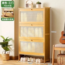 خزانة احذية بثلاث أبواب قلابة مصنوعه من خشب البامبو yz-41