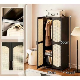 خزانة ملابس بالحجم الكبير مصنوعه من خشب البامبو الطبيعي باللون الاسود IH-29