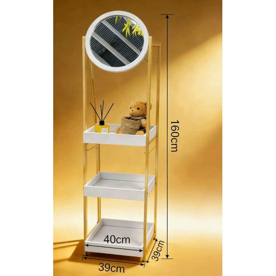 منظم حمام مع مرآة مصنوع من خشب MDF مكون من 3 ارفف IH-27