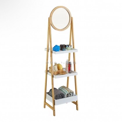 منظم حمام مع مرآة مصنوع من خشب MDF مكون من 3 ارفف IH-27