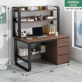 مكتب دراسي باللون البني مع جوارير وارفف علوية ih-32