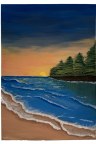 " شاطئ الغروب  " لوحة فنية جدارية لديكور المنزل مرسومة يدوياً بألوان الاكريليك على لوحة كانفاس